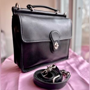 Coach 9927 Bag Vintage Willis Crossbody Top Handle Black Leather Nickel Hardware